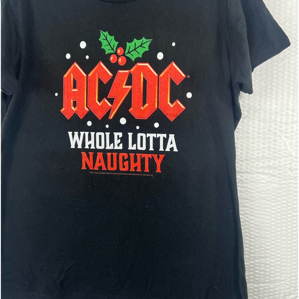 ACDC Christmas Whole Lota Naughty Graphic  Black T-Shirt  Women Size large - Picture 6 of 11